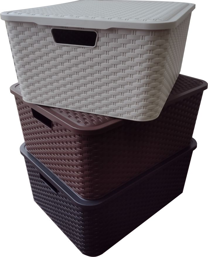 CANASTOS CON TAPA SIMIL RATAN 