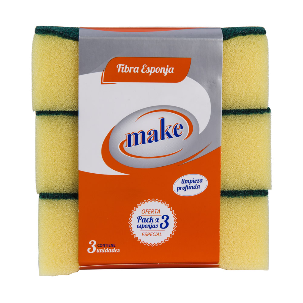 FIBRA ESPONJA PACK x 3 un.   "MAKE"
