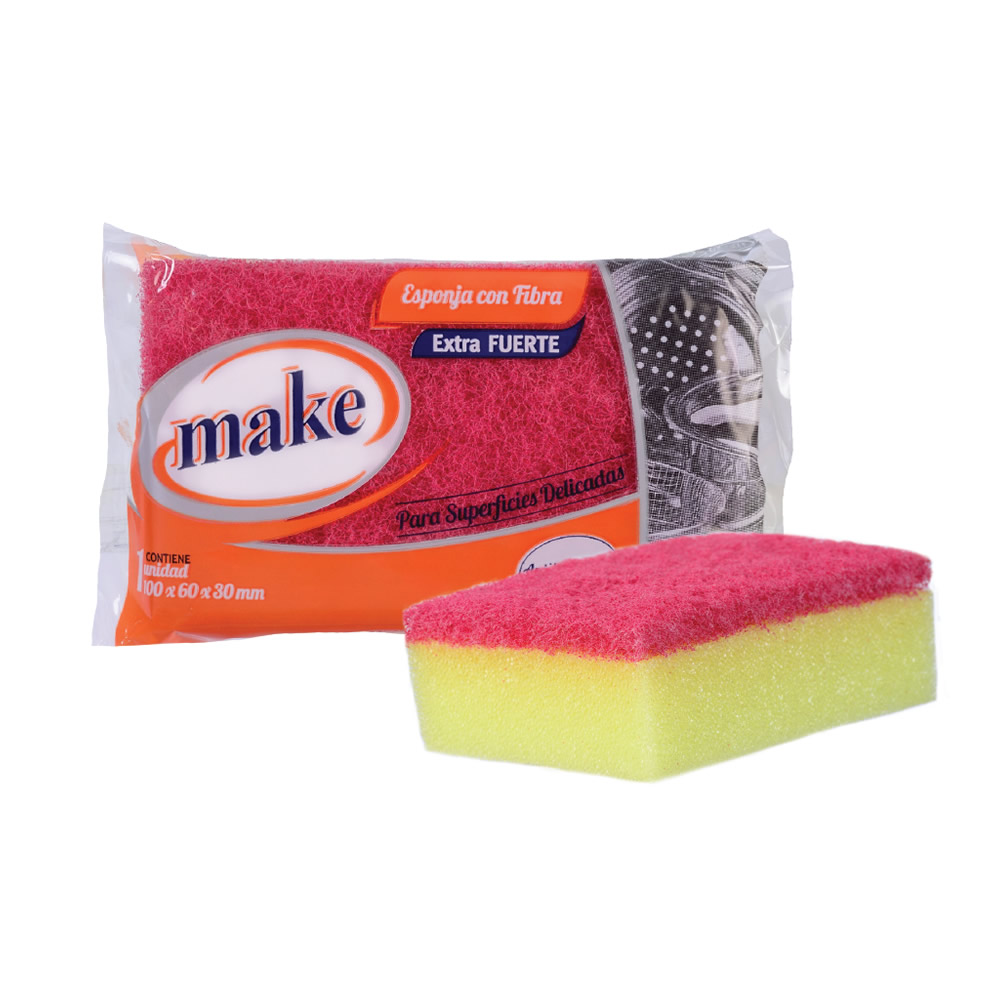 FIBRA ESPONJA EXTRA FUERTE ROSA "MAKE"