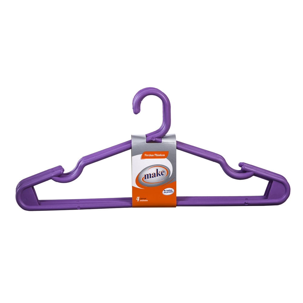 PERCHA PLASTICA x 4  "MAKE"